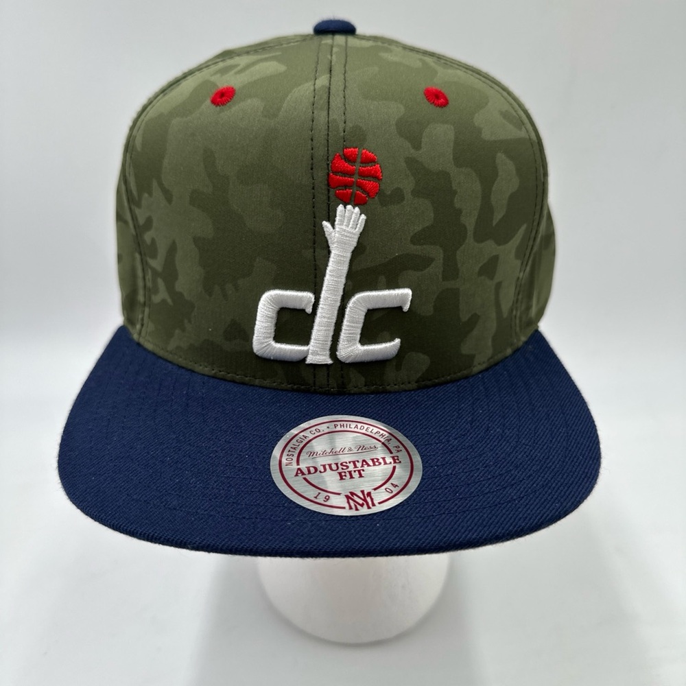 Mitchell & Ness NBA Washington Wizards DC Snapback Hat Camo Navy Adjustable New
